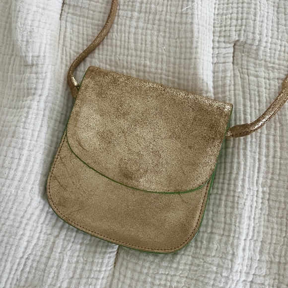 maje Vintage Gold Leather Crossbody Bag - Picture 2 of 15
